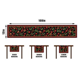 Linen Yule Table Runner Pagan Christmas Tablecloth Scandinavian Straw Goat Julbock Mistletoe Christmas Decorations and Supplies for Home Table-13×108''