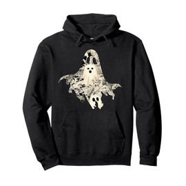 Whimsical Ghost and Floral Pattern – Perfect For Gothic Fans Pullover Hoodie