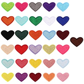 62pcs Heart Iron on Patches, 0.98x0.78in Heart Shaped Patches Colourful Heart Embroidered Patches Heart Applique Patches for Clothing Jackets Backpacks & Decorations