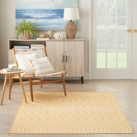 Nourison Home Positano Indoor/Outdoor Yellow 5' x 7' Area Rug, Easy Cleaning, Non Shedding, Bed Room, Living Room, Dining Room, Deck, Backyard, Patio (5x7)