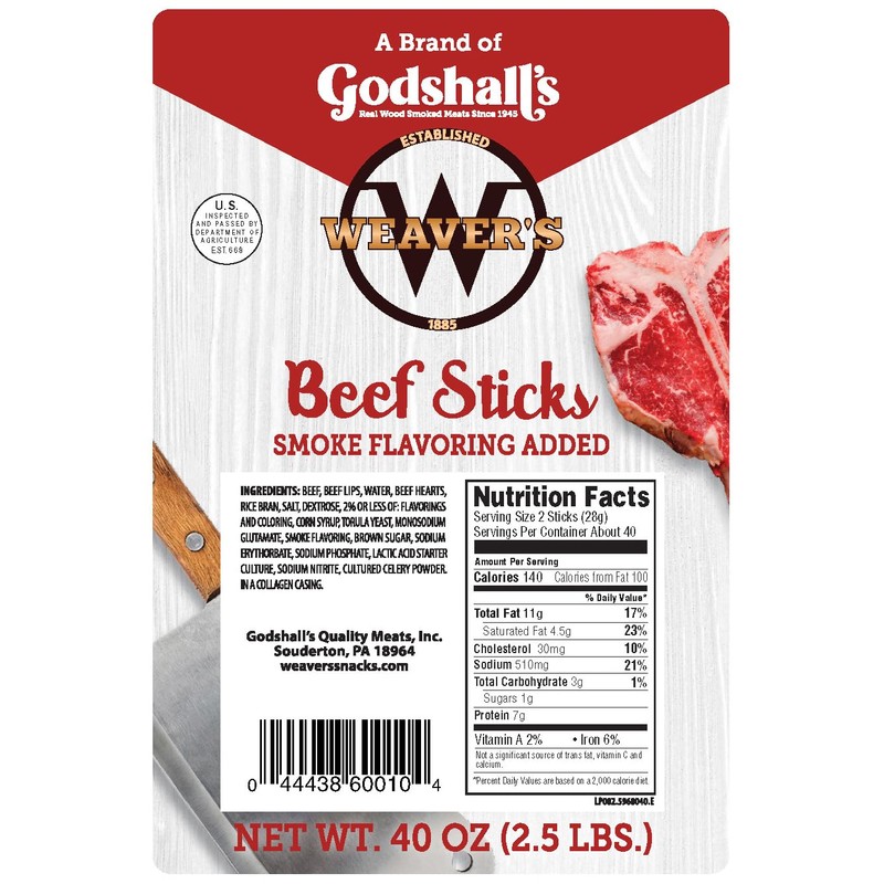 Weaver’s Beef Sticks (80 original mild flavored 7” beef sticks