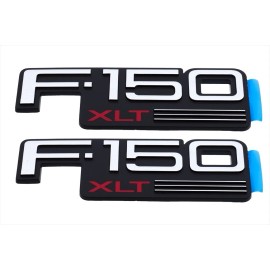 Wallsmart Ford Emblem NEW 92-96 Ford F-150 XLT Fender Emblem Nameplate Badge F2TZ-16720-C Logo Set