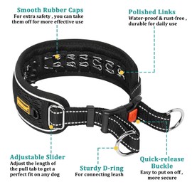Mayerzon Martingale No Pull Collar for Large Medium Dogs Pitbull German Shepherd Rottweilers, Patented Reflective Anti Pull Dog Walking Collar with Buckle for Training Hiking, Adjustable(XL, Black)