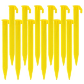 Moicstiy12 Pack Plastic Tent Stakes, 5.7 Inch Yellow Durable Garden Landscape Stakes Tent Spikes for Camping, Gardening, Outdoor Beach