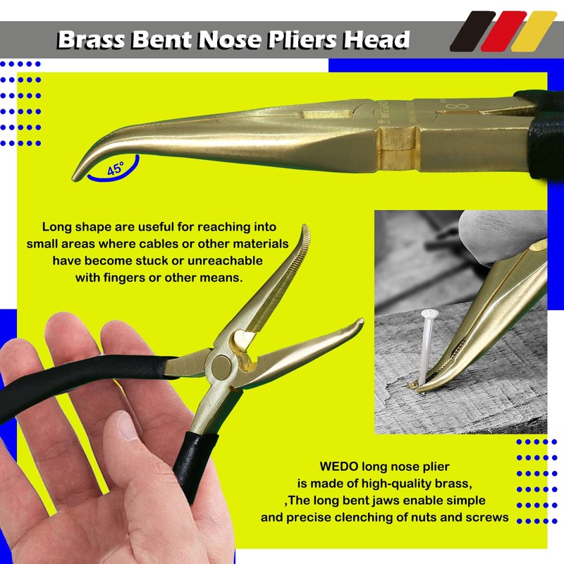 WEDO 2-Piece Brass Pliers Set - 8" Bent & 45-Degree