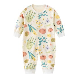 Kiddiezoom Mameluco de una sola pieza de algodón para recién nacido, ajuste cómodo, color crema, 3 Meses