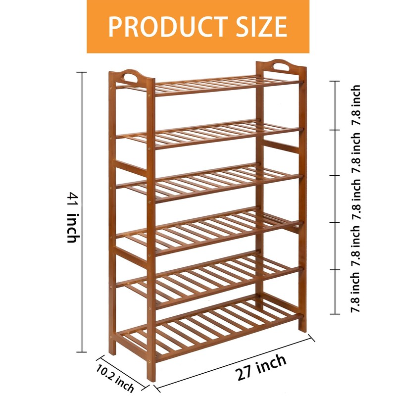 RKK Shoe Rack for Front Foor Entrance, Bamboo Shoe Rack