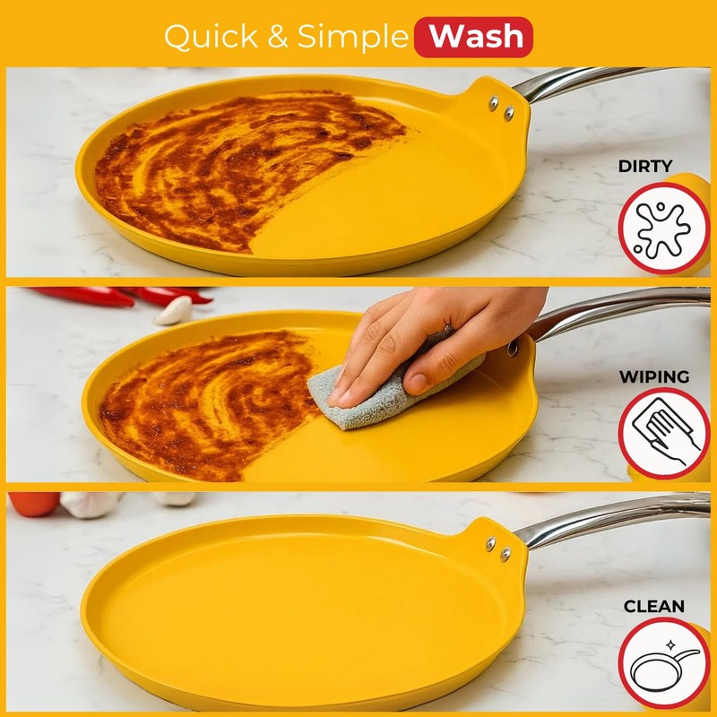 SALFORD 11.5 inch Nonstick Ceramic Crepe Pan, Flat Skillet Griddle