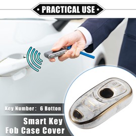 VekAuto Key Fob Cover Compatible for Buick Enclave Verano Encore, 6 Button Porcelain Pattern Soft TPU Gray Remote Keyless Smart Key Fob Case Protection Shell