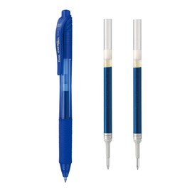 Pentel Energel-X Retractable Liquid Gel Pen 0.7mm Blue Ink + 2 Blue Ink Refills (YBL107-C2R)
