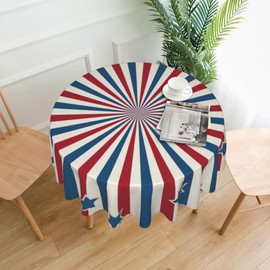 CCOCND Mantel de rayas rojas y azules de 60 pulgadas, 4 de julio, patriótico redondo rojo, mantel de bandera americana para decoración del Día de la Independencia para fiestas, pícnic, cena al aire