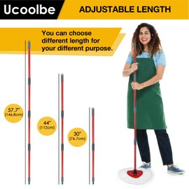 Ucoolbe Spin Mop Replacement Handle Compatible with O-Cedar Spin Mop & Bucket System, 4-Section 30" to 58" Mops Handle Replacement Stick for Floor Cleaning, Mops Head & Base not Include