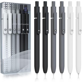 EZKOXAH Gel Pens, 6 Pcs 0.5mm Fine Point Black Ink Pens With Smooth Writing,Quick Dry Pens For Journaling,Nurse Aesthetic Pens,Office School Supplies for Men Women Student Gifts (Black Gray White)