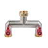 Bradas 3/4 Two-Way Splitter Nickel Plated Brass with Stop Valves