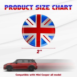 x xotic tech 4X Union Jack UK Flag Style Wheel Center Cap Covers Compatible with Mini Coopers R50 R51 R52 R53 R55 R56 R57 R58 R59 R60 R61 F55 F56, etc (Red/Blue)