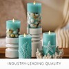 Luminara Flameless LED Candle Soft Teal Embedded Seashell & Starfish