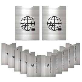 MATANA 12 RFID Protectors, NFC Blocker Card Sleeves for Credit Cards, Bank Cards, Debit Cards & Passports - Elegant Silver