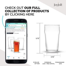 JoyJolt Grant 19oz Beer Pint Glasses Set of 4. Large Beer Pint Glass Capacity in a Traditional Pub Drinking Glasses Design. Oversized Beer Glasses Set for Guinness, Stout, and Big Craft Beer Glasses