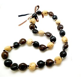 Aloha Passion Hawaiian Style Tri-Color Kukui Nut Nut Necklace,32 Nut