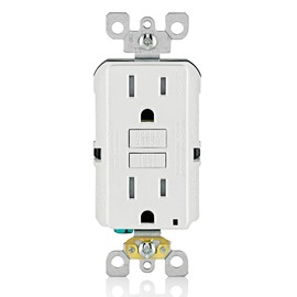 Leviton GFTR1-W Self-Test SmartlockPro Slim GFCI Tamper-Resistant Receptacle with LED Indicator, Wallplate Included, 15-Amp, White, 1-Pack
