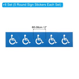 PATIKIL Handicap Sign Stickers 2 Inch, 6 Set Round Vinyl Accessible Sign Disabled Wheelchair Symbol for Wheelchair Person Indoor Outdoor Window Door