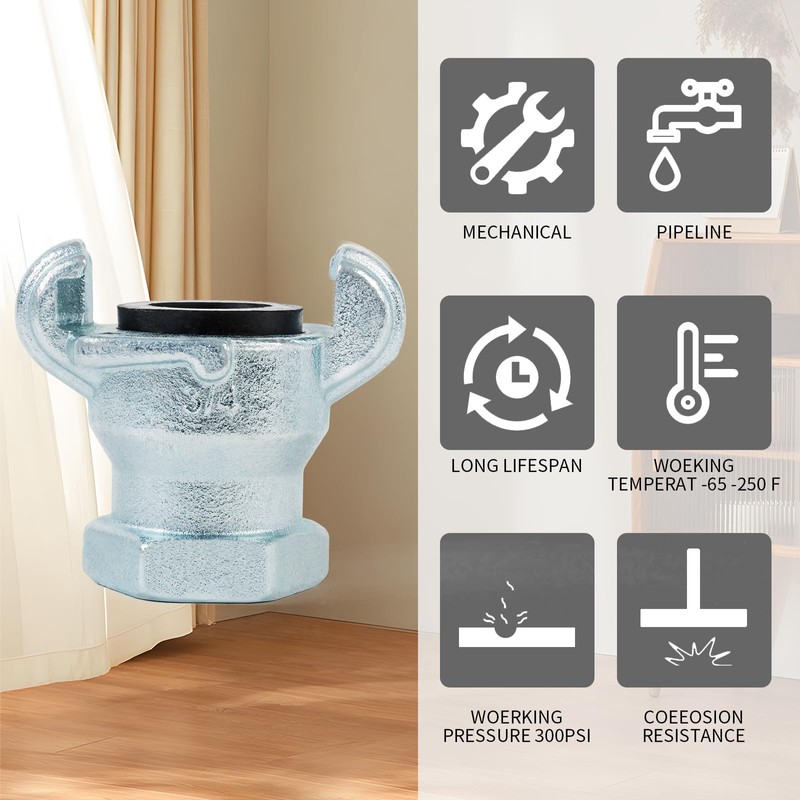 ChillWaves Iron Air Hose Fitting, 3/4" NPT Female 2 Lug