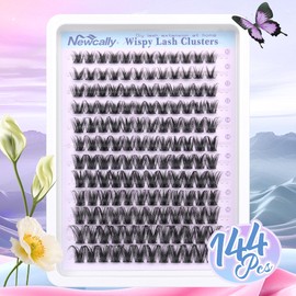 Lash Clusters Wispy Lash Extension D Curl Eyelash Clusters Natural Look 10-18mm Cluster Eyelash Extensions 144Pcs Volume Individual Lashes Spiky Cluster Lashes Manga by Newcally