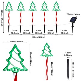 Christmas Tree Outline Solar Lights 5 Pack, 17’’ Cute Size Pine Tree Outline Garden Solar Lights for Out Decor, IP45 Wateproof and Dust Resistance, Solar Powered Yard Light for Christmas Decor