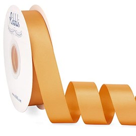 Ribbli Old Gold Satin Ribbon Double Faced Satin 1 inch x Continuous 50 Yards-Old Gold Ribbon for Gift Wrapping Crafts Wedding Decoration Bows Bouquet Floral Arrangement