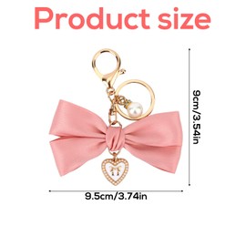 Mikovivi 2pcs Bow Purse Keychain, Key Chains Bow Keychains Purse Charms Bow Cute Keychain for Car Keys Purse Handbags Women Girls Gift DIY Crafts Accessories (White, Pink)
