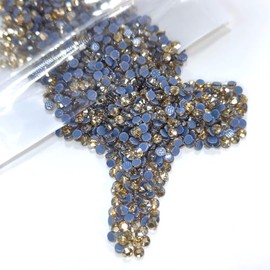 qiipii 4320pcs SS6 Champagne Golden Hotfix Rhinestones 2mm Flatback Hot Fix Glass Round Crystal Gold Rhinestones Stone Gems Diamonds for Crafts Crafting Fabric Clothes Shoes Bag DIY Decoration Gifts