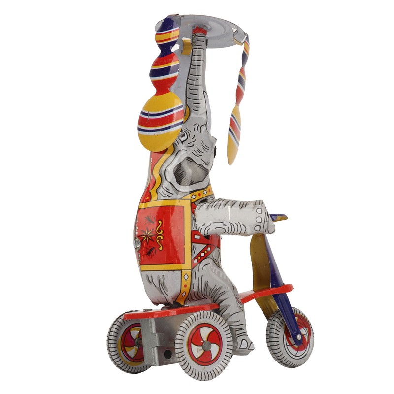 Elephant On Tricycle Tin Toy Retro Iron Handmade Elephant On