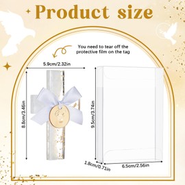 Chunful 24 Set Epoxy Cross Magnet Baptism Favors for Guest, First Communion Favors, Cross Magnet with Tag, Blue Baptism Christening Favor (Yellow Gold)