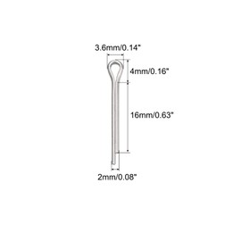sourcing map Split Cotter Pin, 2mm x 16mm Stainless Steel Clip Fastener Fitting for Automotive, Mechanics, Silver Tone, 60Pcs
