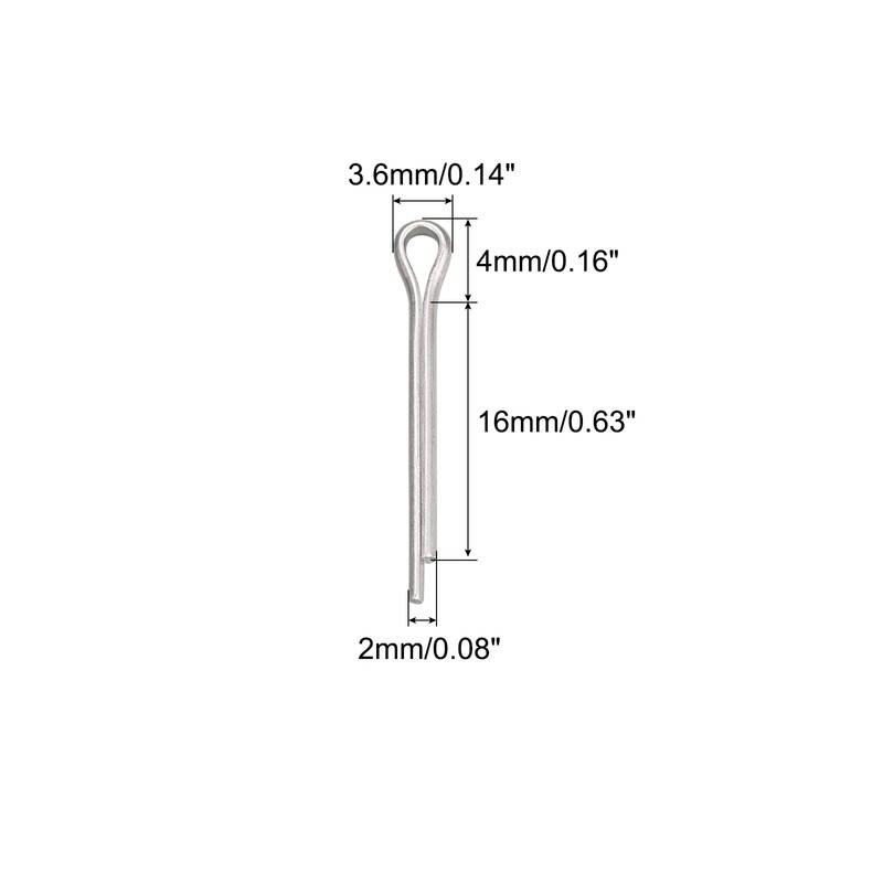 sourcing map Split Cotter Pin, 2mm x 16mm Stainless Steel