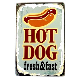 DiiliHiiri Poster Hot Dog - Hot Dog - Hot Dog - 30 x 20 cm - Poster Retro Vintage | Tin Sign in American Style 50's Pub | Bar or Cafe and Restaurant (2635-300)