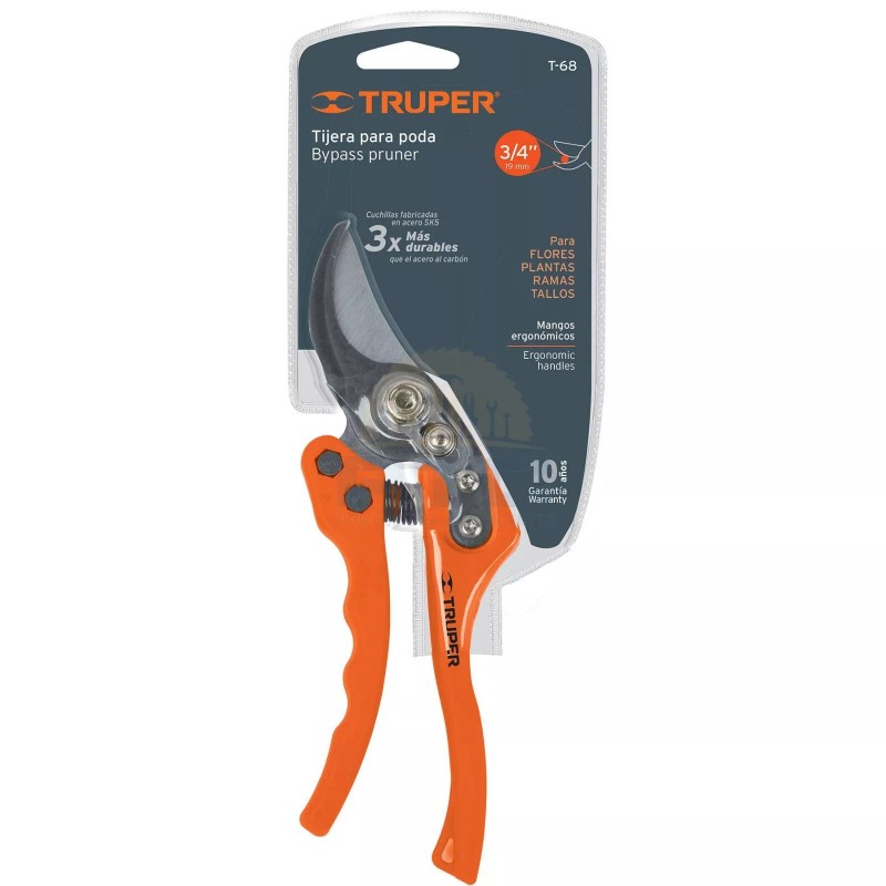 Truper T-68 8" steel/nylon pruning shears with SK5 steel blades