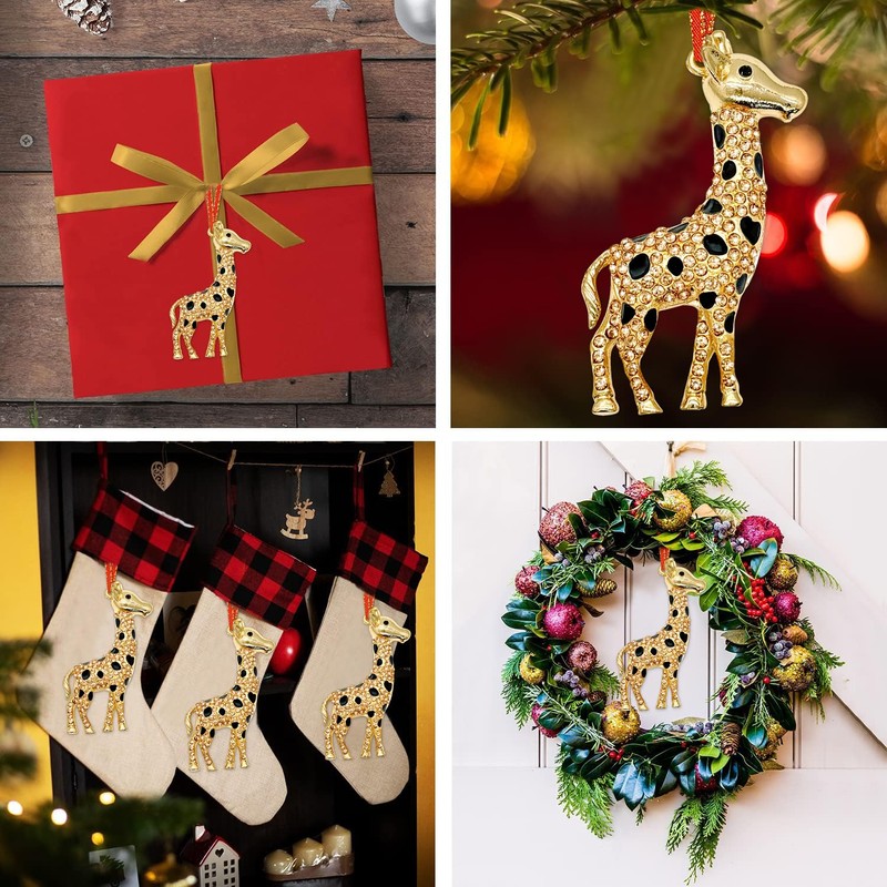 HEYINSHEN Giraffe Christmas Ornaments Gold Giraffe Hanger for Xmas Decor