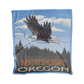 Northwest Art Mall Newport Oregon Ultra Fleece Bed Sofa Travel Cozy Blanket from Travel Artwork by Artist Paul A. Lanquist 50" x 60".