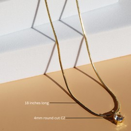 LIVYEN Dainty 14k Gold Plated Crystal Necklace| Necklaces for Women| Cubic Zirconia Jewelry|Collarbone Necklace| Valentine's Gift for Her