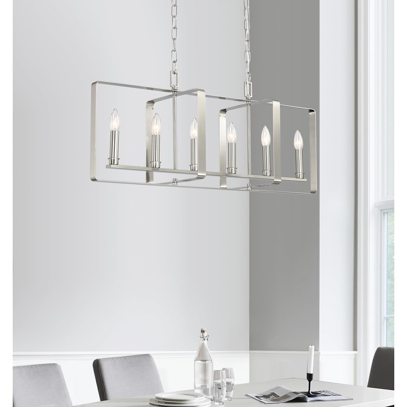 Munbea 6-Light Nickel Island Light, No Installation Required, Foldable Square
