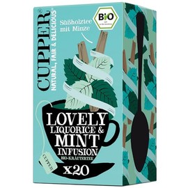 Cupper Organic Herbal Tea Lovely Liquorice & Mint Peppermint Tea 20 Unbleached Tea Bags Eco Friendly Fair Trade