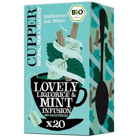 Cupper Organic Herbal Tea Lovely Liquorice & Mint Peppermint Tea 20 Unbleached Tea Bags Eco Friendly Fair Trade