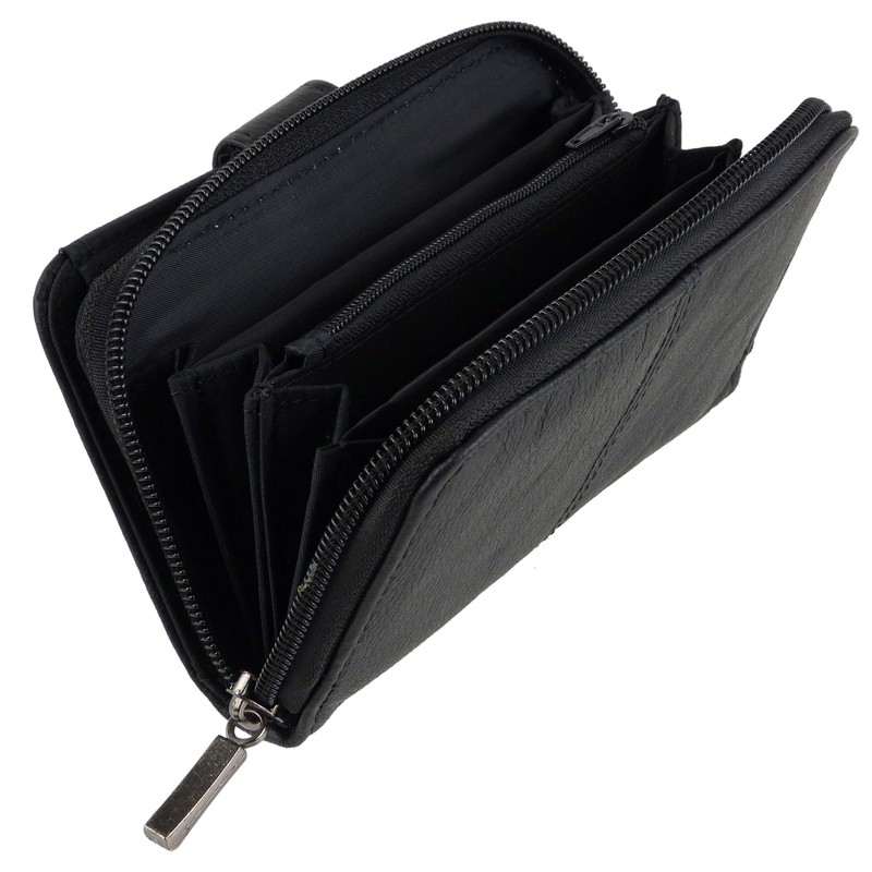 Lorenz Ladies Zip Around Purse Black