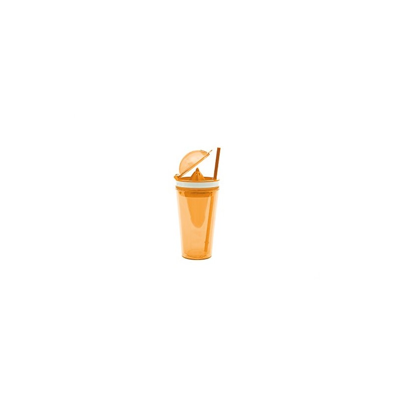 zakdesigns Tumbler with Citrus Squeezer, Tritan, Orange, 9.5 x 10.7