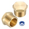 sourcing map 2Pcs Brass Hex Head Plug Compression Cap Fitting