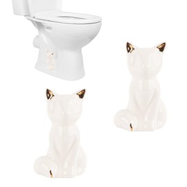 Framendino, 2 Pack Ceramic Toilet Bolt Caps Lovely Cat Decorative Bowl Covers White Cap