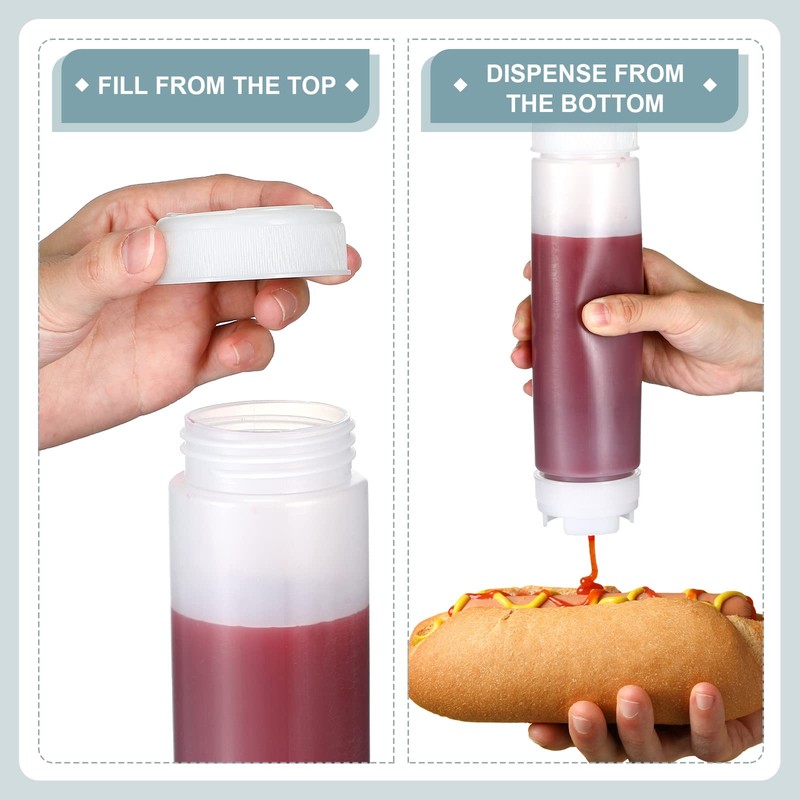 Sabary 6 Pcs 16 oz Inverted Plastic Squeeze Bottle Refillable