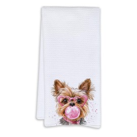 Cabana Bro Yorkshire Terrier Gifts Bathroom Hand Towels, Yorkie Gifts for Women Dog Mom, Funny Yorkshire Terrier Blow Bubbles Decorative Hand Towels for Kids Bath Room Washroom Spa Dorm, 16x24 Inch