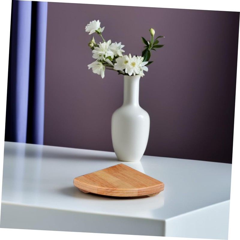 ADOCARN 2pcs Fan-Shaped Corner Shelf 6-Inch Rubberwood Wall Mounted Floating